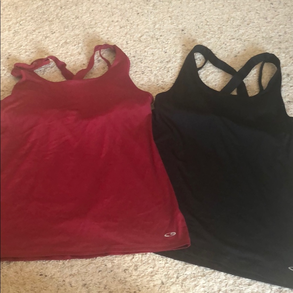 2 Workout Tank Tops w/ Built In Bra